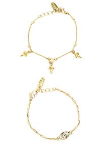Cross and Coin Bracelet Set Gold