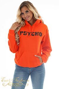 Eve Psycho Hoodie Sweater Orange Close