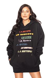 LA Sisters LA Colorful Hoodie Dress Black Front
