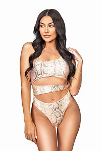 LA Sisters Cut Out Snake Swimsuit White Front