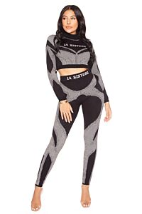 Knitted Sporty Two Piece Black