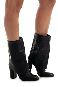 Jhene Leather Folded Boots Black
