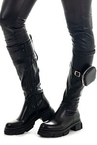 Eve Ella Leather Puf Boots Black