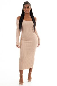Eve Vivi Doll Ribbed Dress Nude Front