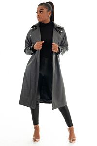 Eve Mave Leather Trenchcoat Dark Grey