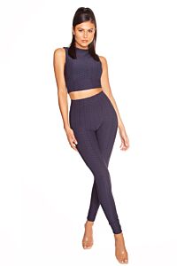LA Sisters Honeycomb High Waisted Legging Navy Front