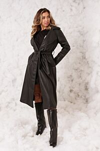 Eve Empower Faux Leather Coat Black 