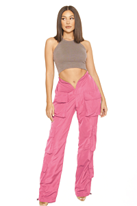 LA Sisters Front Split Cargo Pants Pink 