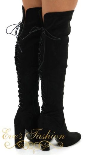 Lace Up Over the knee boots Black