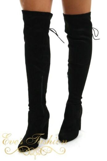Lace Up Over the knee boots Black