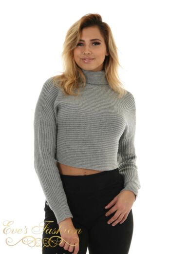 RUNAWAY Cropped Sweater Grey Front