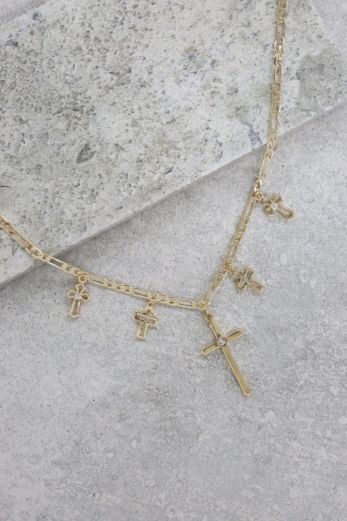 Multi Cross Necklace Gold