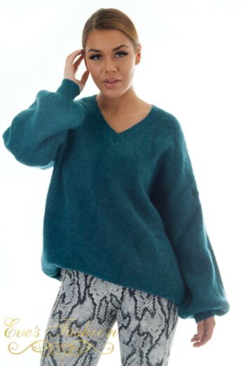 Ella V-Neck Sweater Ocean Blue