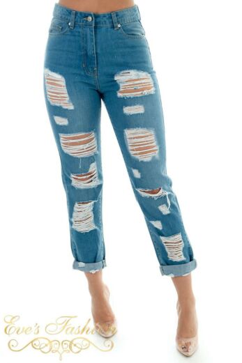 Eve Ripped High Waisted Boyfriend Jeans Front