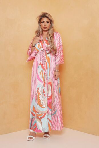 Eve Exclusive Soulfull Satin Maxi Dress Pink Front
