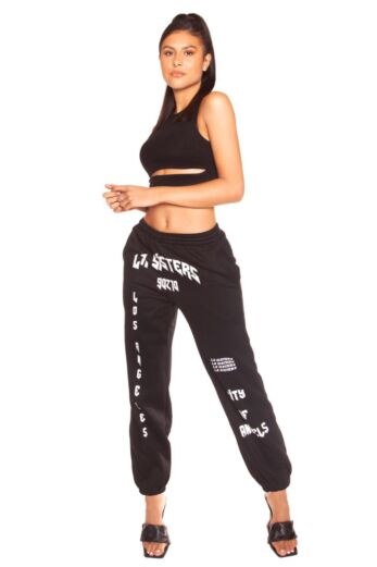 LA Sisters 90210 Sweatpants Black Front