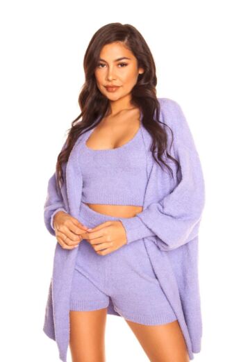 LA Sisters Fluffy Laid Back Three Piece Lilac Front