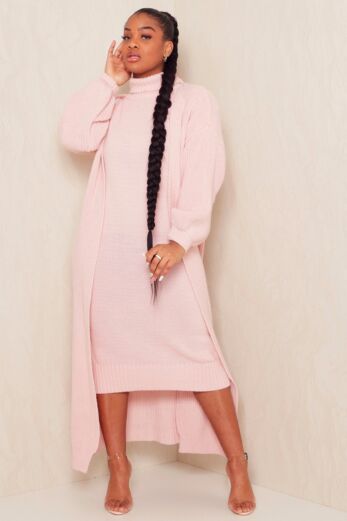 Eve Satisfied Knitted Turtle Neck Set Blush 