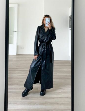 Empower Faux Leather Coat Black 2.0