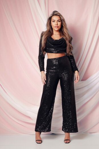 Holliday Sequin Two Piece Black