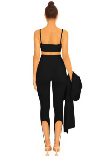 Knitted Ankle Strap Three Piece Black