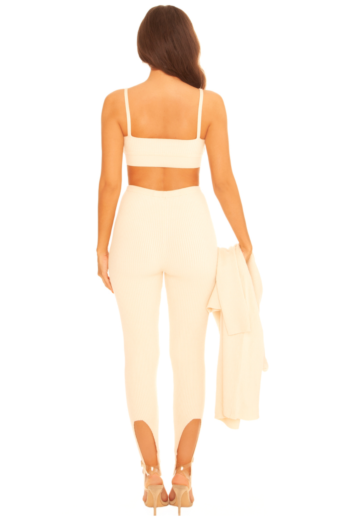 Knitted Ankle Strap Three Piece Creme