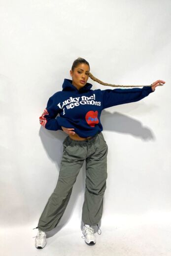 Eve Lucky Me Hoodie Navy Front