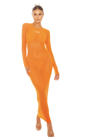 LA Sisters Mesh Maxi Dress Orange