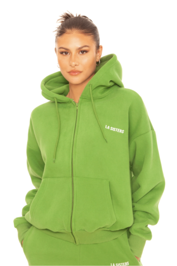 LA Sisters Essential Zipper Hoodie 2.0 Green