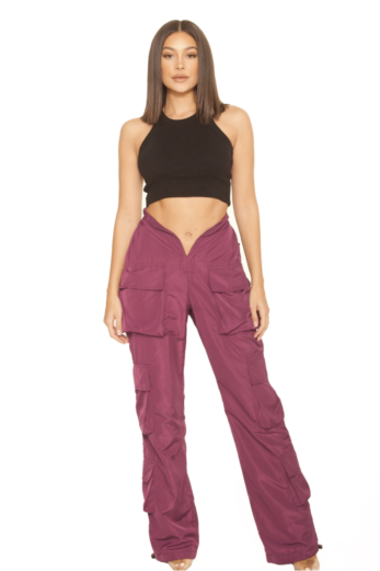 LA Sisters Front Split Cargo Pants Purple
