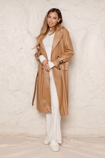 Eve Empower Faux Leather Coat Light Brown 2.0