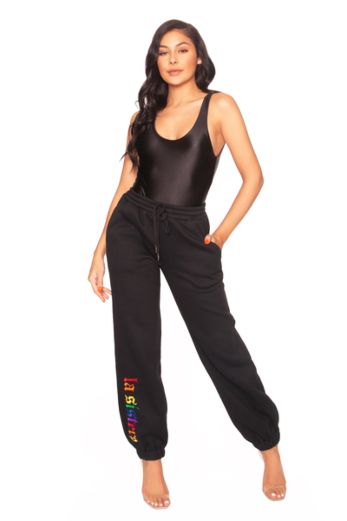 LA Sisters Rainbow Sweatpants Black