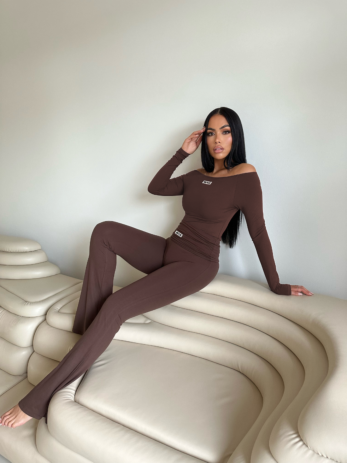 Novi Offshoulder Bodysuit Chocolate