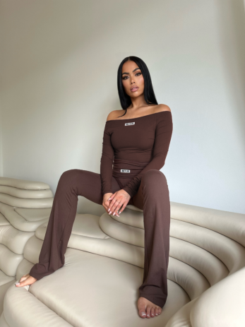 Novi Offshoulder Bodysuit Chocolate