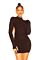 LA Sisters Knitted Open Back Cable Dress Black Front