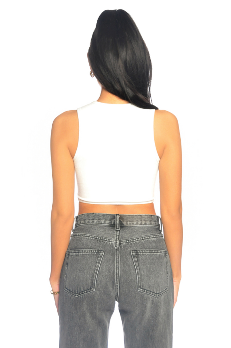 CUT OUT CROP TOP - White